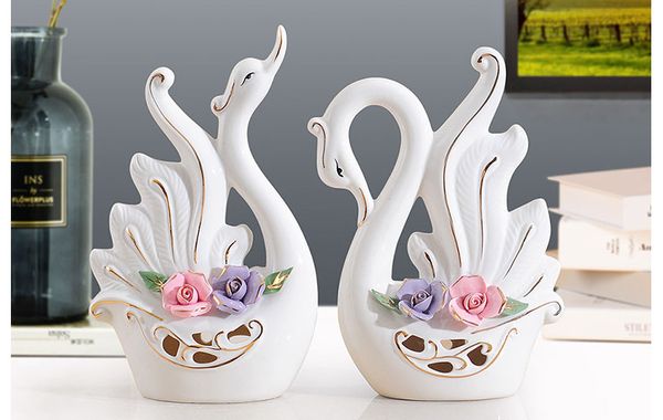 Cặp thiên nga sứ trang trí NX02