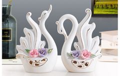 Cặp thiên nga sứ trang trí NX02