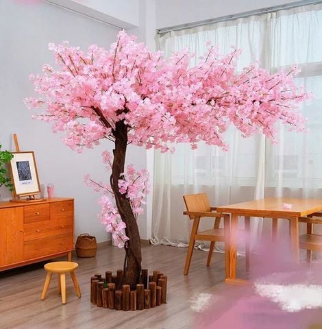 Cây hoa đào giả dáng nghiêng trang trí