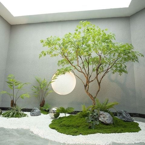 Cây phong lá xanh giả trang trí