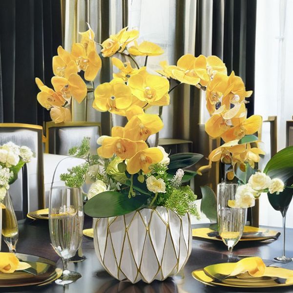 Chậu lan hồ điệp giả 3 cành để bàn LHD01