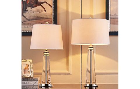 Đèn ngủ để bàn thủy tinh trụ cao