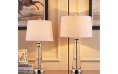 Đèn ngủ để bàn thủy tinh trụ cao