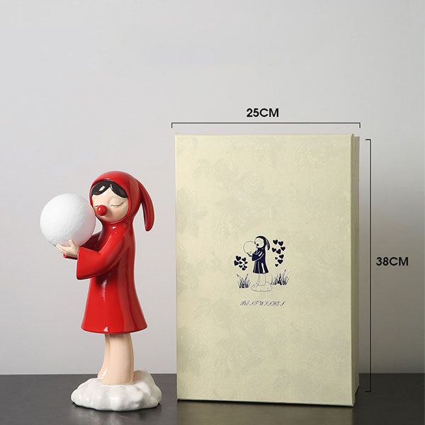 Đèn ngủ để bàn cô gái tai thỏ trang trí