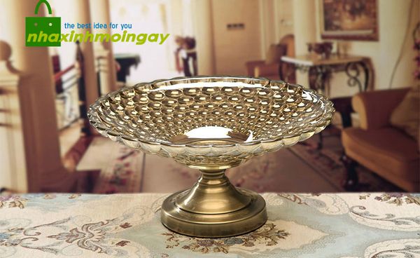 Đĩa thủy tinh đựng trái cây trân châu