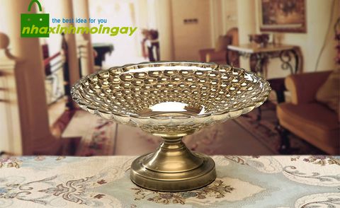 Đĩa thủy tinh đựng trái cây trân châu