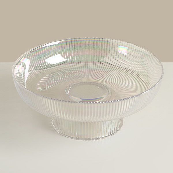 Đĩa thủy tinh đựng trái cây có đế vân sọc