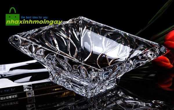 Đĩa thủy tinh vuông đựng trái cây cao cấp