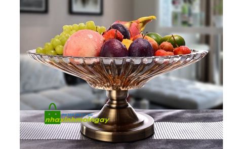 Đĩa thủy tinh đựng trái cây tròn