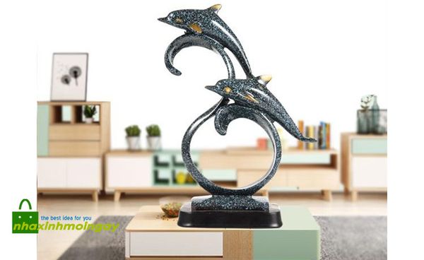 Đôi cá heo lướt sóng trang trí