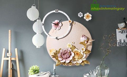 Đồng hồ hoa mẫu đơn 3D cao cấp