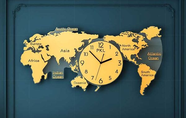 Đồng hồ treo tường bản đồ vàng