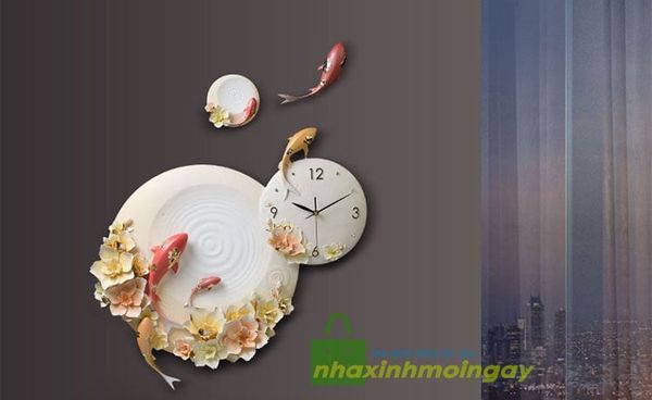 Đồng hồ treo tường cá koi nhật