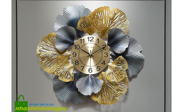 Đồng hồ tranh sắt treo tường cánh hoa 02