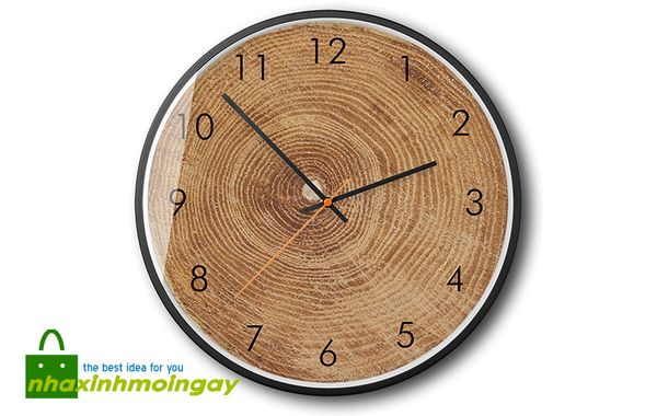 Đồng hồ treo tường mặt gỗ hiện đại