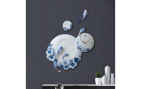 Đồng hồ treo tường cá koi nhật