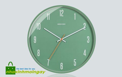 đồng hồ treo tường mặt xanh lá hiện đại