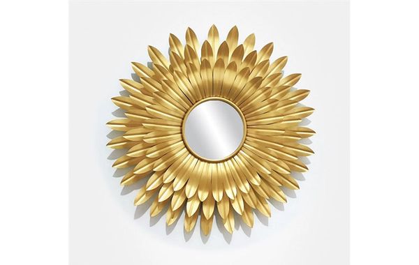 Gương sắt treo tường nghệ thuật mặt trời vàng