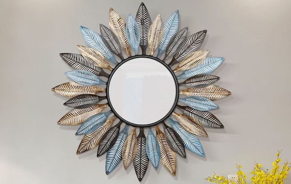 Gương sắt treo tường chiếc lá cổ điển
