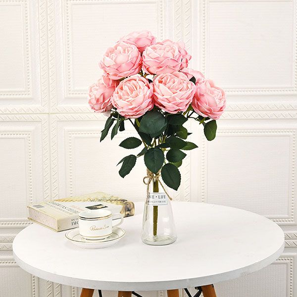 Hoa mẫu đơn giả cành 9 bông cao cấp