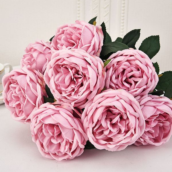 Hoa mẫu đơn giả cành 9 bông cao cấp