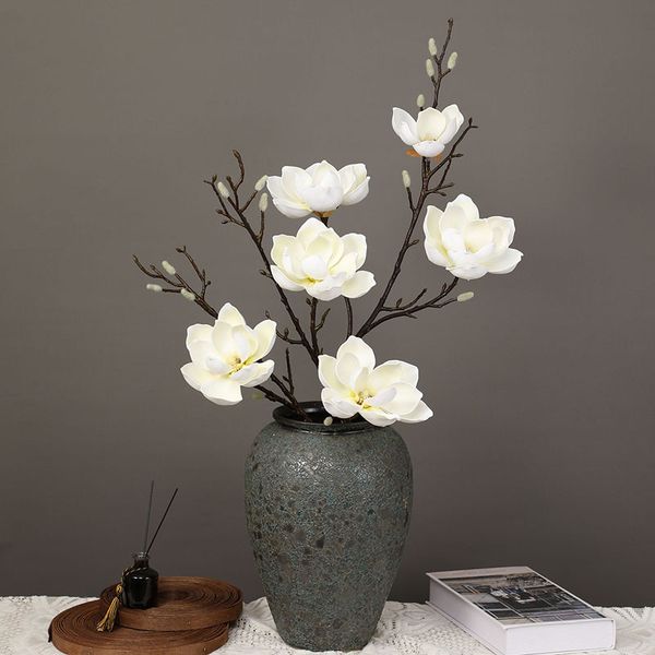 Hoa mộc lan giả trang trí cành 6 bông