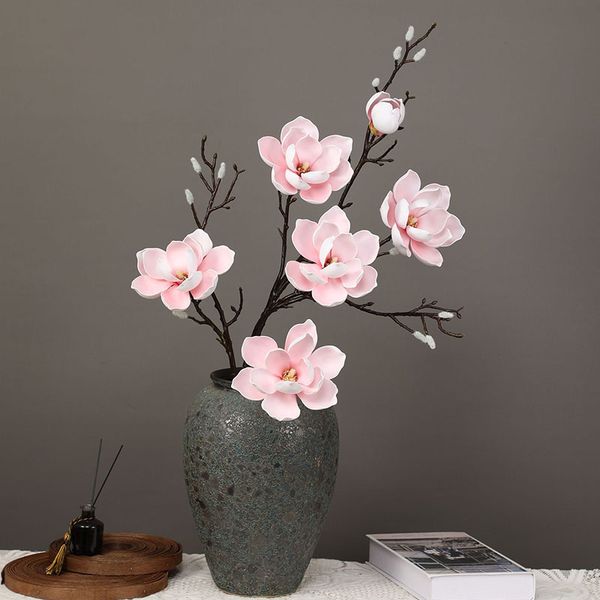 Hoa mộc lan giả trang trí cành 6 bông
