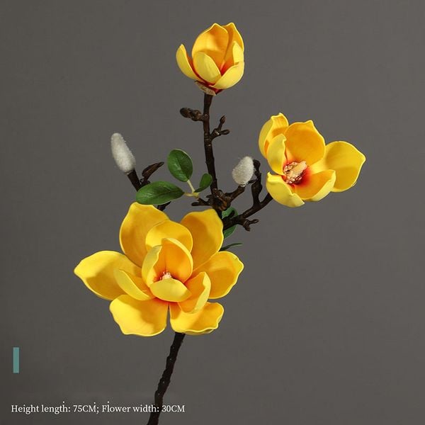 Hoa mộc lan giả trang trí cành 3 bông