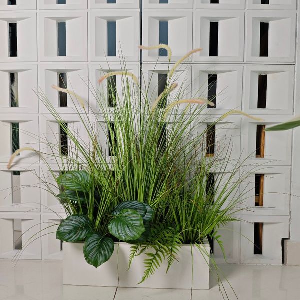 Chậu cây cỏ lau đuôi chồn giả trang trí dài 50 cm