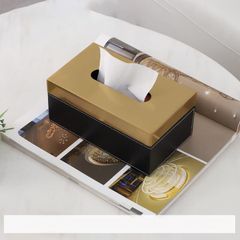 Hộp khăn giấy kim loại bọc da