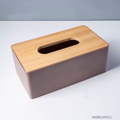 Hộp khăn giấy chữ nhật nắp gỗ thời trang