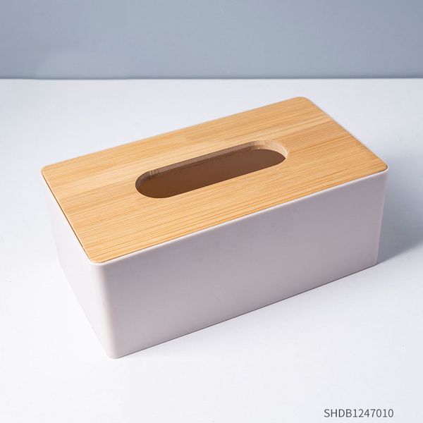 Hộp khăn giấy chữ nhật nắp gỗ thời trang