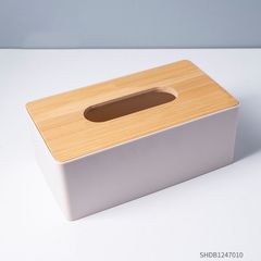 Hộp khăn giấy chữ nhật nắp gỗ thời trang