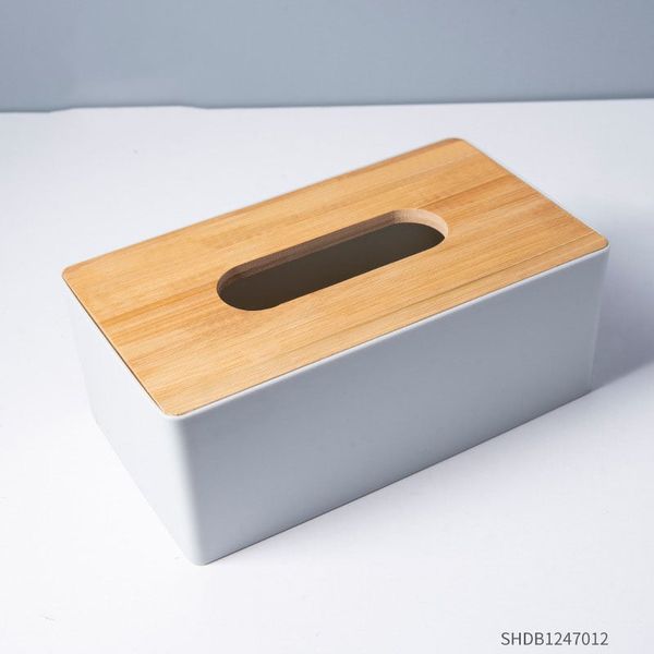 Hộp khăn giấy chữ nhật nắp gỗ thời trang