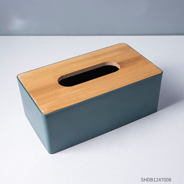 Hộp khăn giấy chữ nhật nắp gỗ thời trang