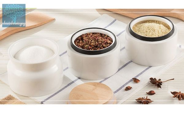 Hủ sứ đựng gia vị 3 trong 1