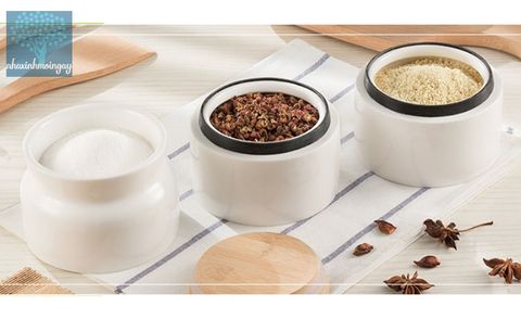 Hủ sứ đựng gia vị 3 trong 1