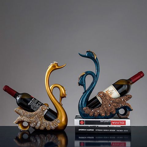 Kệ đựng rượu vang đôi thiên nga trang trí tủ rượu phòng khách đẹp