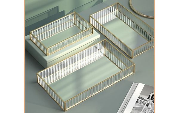 Khay đựng đồ trang trí chữ nhật mặt kính A88
