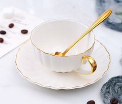 Ly uống cafe sứ xương viền vàng