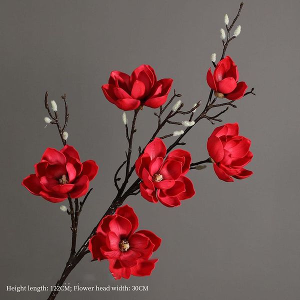 Hoa mộc lan giả trang trí cành 6 bông