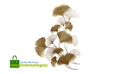 Tranh sắt treo tường cành lá ginkgo vàng