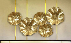 Tranh sắt treo tường lá sen vàng phú quý MS03