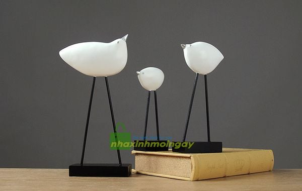 Bộ tượng 3 chú chim trang trí Bắc Âu