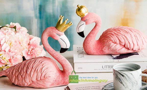 Tượng chim hồng hạc trang trí hồng