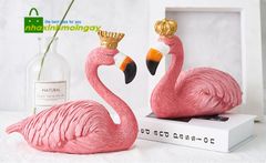 Tượng chim hồng hạc trang trí mỏ đỏ