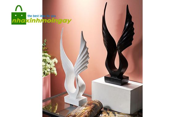 Tượng đôi cánh trắng đen trang trí Bắc Âu