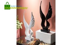Tượng đôi cánh trắng đen trang trí Bắc Âu