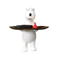 Tượng gấu trắng bê khay đựng chìa khoá trang trí