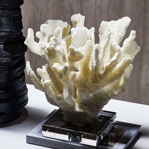 Tượng san hô trang trí nghệ thuật đế pha lê